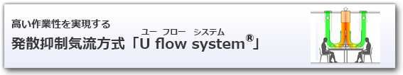 高い作業性を実現する発散抑制気流方式「U flow system (ユー フロー システム) 」