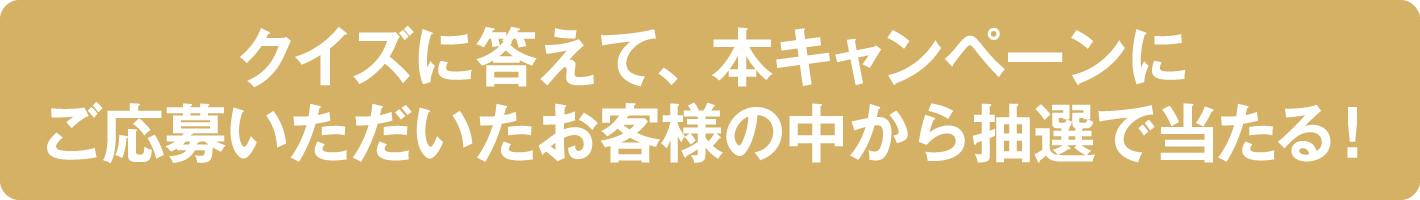 クイズに答えて、本キャンペーンにご応募いただいたお客様の中から抽選で当たる!
